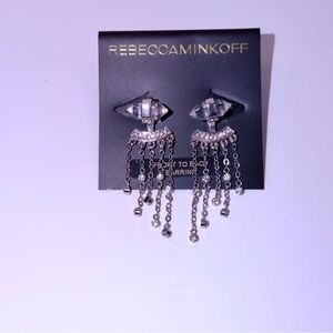 NWT Nordstrom Rebecca Minkoff Silver and Crystal Front to Back Dangle Earrings